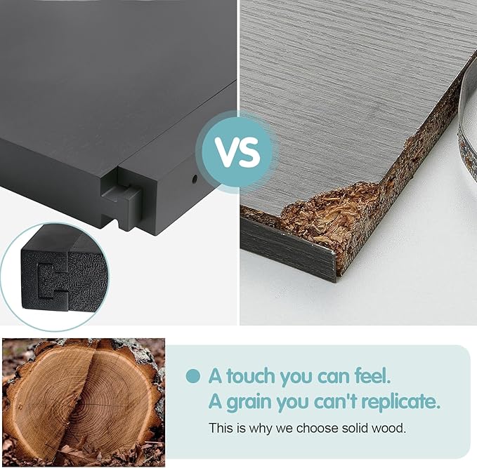 Solid Walnut Floating Shelves for Wall, 16"*6.7"*1.6"Real Thick Wood Mounted Wall Display Shelf with Joinery for Home Decor, Bathroom,Kitchen（ Black Stain）