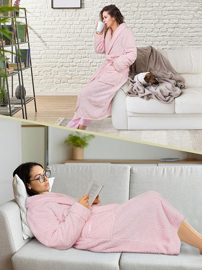 PAVILIA Women Plush Fleece Robe, Soft Textured Bathrobe, Lady Cozy Spa Long Robe