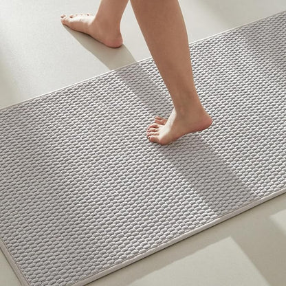 Bathroom Runner Rug, Long Bath Mat Washable Thin Quick Dry Low Pile Bathroom Runner Rugs 24 x 60 Non Slip, Light Grey 24"x60"