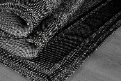 Beverly Rug Large Outdoor Rug 9x12 Modern Bordered Area Rugs for Indoor and Outdoor Patio Deck Porch Garden Waterproof Weather Sun Resistant Washable Outside Carpet (9 x 12 Black)