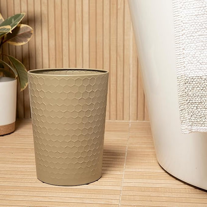 zccz 6 Piece Bathroom Accessories Set, Toothbrush Holder, Toothbrush Cup, Soap Dispenser,Bathroom Vanity Tray, Qtip Holder, Trash Can - Khaki