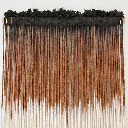 Macrame Wall Hanging Brown Boho Hand Woven Tassel Yarn Tapestry Wall Art for Living Room Bedroom Fiber Art 15''W*43''L