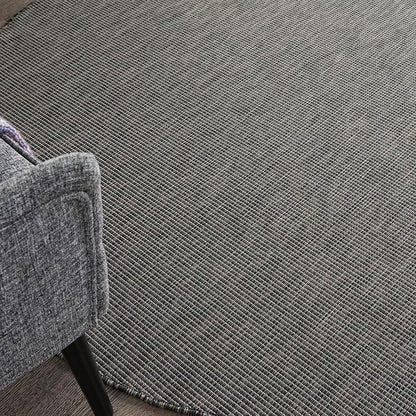 Nourison Positano Indoor/Outdoor Charcoal 6' x Round Area Rug, Easy Cleaning, Non Shedding, Bed Room, Living Room, Dining Room, Backyard, Deck, Patio (6 Round)