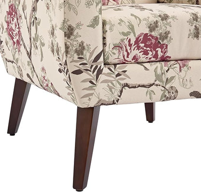 UIXE Floral Accent Chair, Modern Upholstered Armchair in Fabric for Living Room, Comfy Club Arm Chairs Single Sofa Button Tufted Bedroom Reading Seat - Pattern Floral, Set of 2