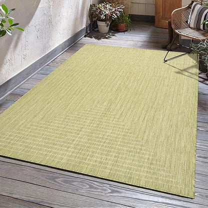 Adiva Rugs Outdoor Indoor Area Rug, Weather Resistant, Easy to Clean, Stain Resistant Floor Mat for Dining Room, Backyard, Deck, Patio (Olive Weiss, 2'6" x 7')