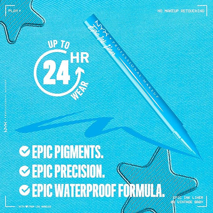 NYX PROFESSIONAL MAKEUP Epic Ink Liner, Waterproof Matte Liquid Eyeliner with Vegan Formula - Vintage Baby (Baby Blue)