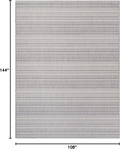 Stripe Outdoor Rug 9x12 Washable Outside Carpet for Indoor Patio Porch Waterproof Easy Cleaning Non Shedding Area Rugs Gray 9 x 12