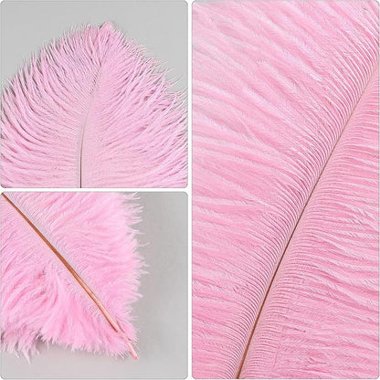 THARAHT Pink Ostrich Feathers 24pcs Natural Bulk 10-12Inch 25cm-30cm for Crafts Wedding Party Centerpieces Easter Gatsbi and Home Decoration Feathers