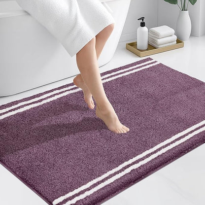 PURRUGS Bathroom Rug Non-Slip Machine Washable 30" x 46", Super Absorbent and Quick Dry Shaggy Microfiber Bath Mat, Extra Soft and Plush Bath Rug for Bathtub, Shower and Sink, Purple
