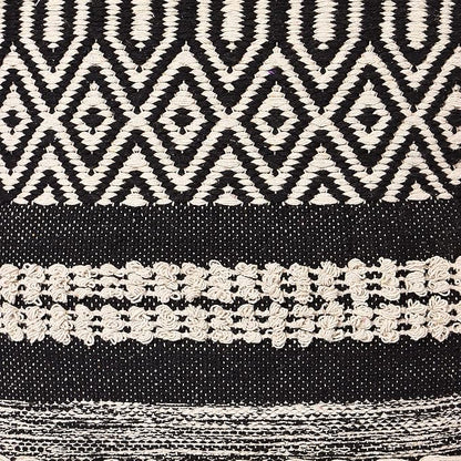 REDEARTH · Tufted Pouf Ottoman with Filler Textured Storage Cube Bean Bag Pouffe Footrest for Living Room, Bedroom, Nursery, Kidsroom; 100% Cotton (17.5"X17.5"X17.5", Char Delineate Black)