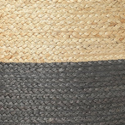 REDEARTH · Cylindrical Pouf Foot Stool Ottoman - Jute Braided Pouffe Poof Accent Sitting Footrest for Living Room, Bedroom, Nursery, Patio, Lounge & Other Rooms (Natural Gray, 18"x18"x14")