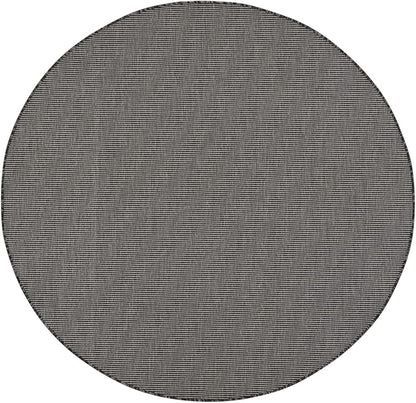 Nourison Positano Indoor/Outdoor Charcoal 6' x Round Area Rug, Easy Cleaning, Non Shedding, Bed Room, Living Room, Dining Room, Backyard, Deck, Patio (6 Round)