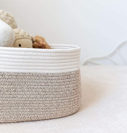 OrganiHaus Set of 3 Woven Storage Baskets for Organizing, Cotton Rope Organizer Bins for Shelves, Closet & Nursery, Dog Toy Basket, Decorative Bins for Toys, Towels & Books - 15x10x9, Brown