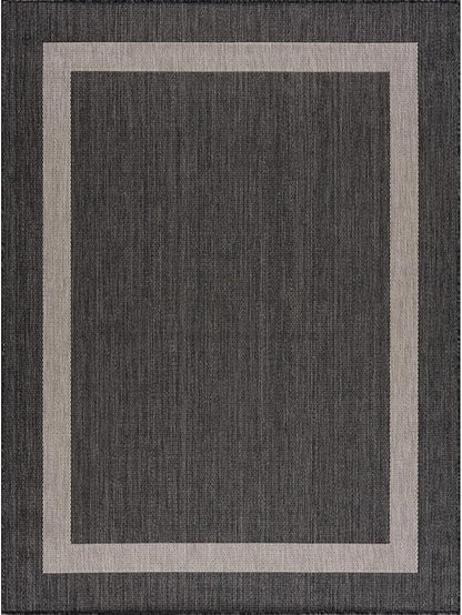 CAMILSON Outdoor Rug 6x9,Modern Outside Rugs for Patios Porches Waterproof Durable Washable Non-Shedding, Easy-to-Clean Indoor Outdoor Area Carpet (6 x 9, Bordered - Dark Gray/Light Gray)