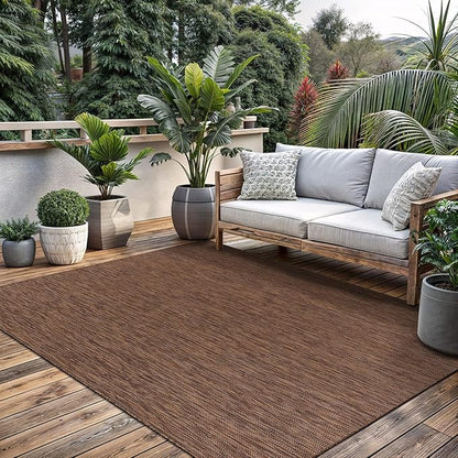 Washable Indoor Outdoor Rug 6x9 Weather Resistant Area Rugs Modern Solid for Porch Deck Balcony Backyard Patio Outside Carpet (6 X 9 Gold Brown)