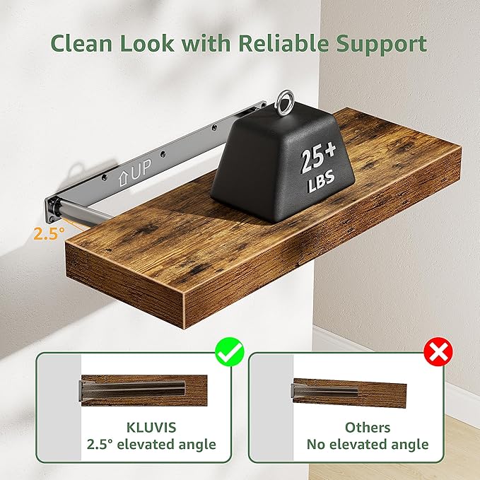 Bathroom Shelves Over Toilet - Floating Shelf for Wall Above Toilet Towels Holder Small Farmhouse Decor Shelves (15.7 inch, Set of 3, Rustic Brown)