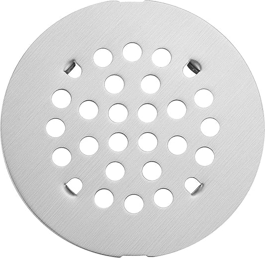 rrajj 4-1/4 (4.25) Inch(108mm) Round Snap-in Shower Floor Drain Cover Replacement Cover (Brushed Nickel)