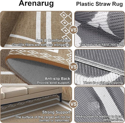 Outdoor Patio Rug, Outside Rectangular Carpet, Moroccan Geometric Rugs, Washable Large Indoor Outdoor Rug 6x9 Mats for RV, Picnic, Backyard, Deck, Balcony, Porch, Beach