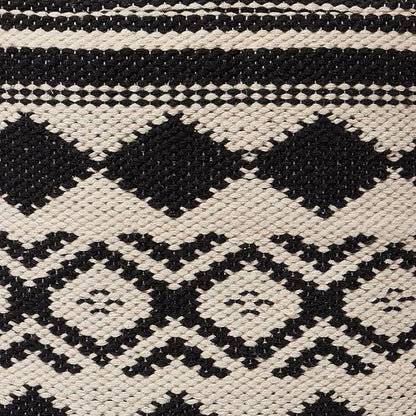 REDEARTH · Tufted Pouf Ottoman with Filler Textured Storage Cube Bean Bag Pouffe Footrest for Living Room, Bedroom, Nursery, Kidsroom; 100% Cotton (17.5"X17.5"X17.5", Linear Diamond Black)