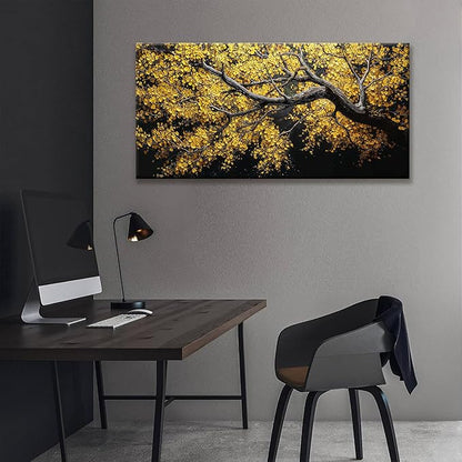 Canvas Wall Art Decor Painting Gold Tree Plants Abstract Wall Decor Botanical Modern Wall Art Print Paintings Decorations Artwork Pictures For Bedroom Living Room Home Office Artwork 20"×40"
