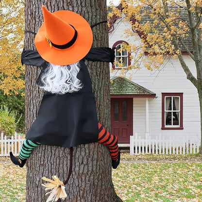POPGIFTU 53" Halloween Crashing Witch Decoration – Funny Flying Witch for Tree, Yard, Porch & Outdoor Halloween Decor