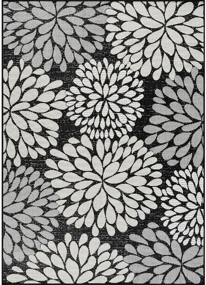 Beverly Rug Outdoor Rug 8x10 Modern Exotic Tropical Leaf Area Rugs for Indoor and Outdoor Patio Deck Porch Garden Water Resistant Washable Outside Carpet (8 x 10 Dark Gray)