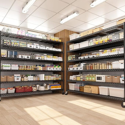 REIBII 60''W X 82.6" H Steel Heavy Duty Wire Shelving Unit with Wheels, 6-Tier Adjustable Storage Shelves 3598LBS Commercial Metal Shelves for Pantry, Garage, College Dorm School Industrial Shelving