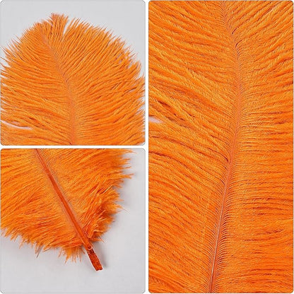 THARAHT Orange Ostrich Feathers 24pcs Natural Bulk 10-12Inch 25cm-30cm for Crafts Wedding Party Centerpieces Halloween and Home Decoration Feathers