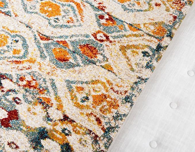 Unique Loom Rosso Collection Vintage, Geometric, Bohemian, Traditional, Distressed, Southwestern Area Rug, 8' 0" x 10' 0", Multi/Ivory