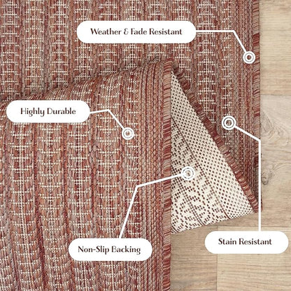 Adiva Rugs Outdoor Indoor Area Rug, Weather Resistant, Easy to Clean, Stain Resistant Floor Mat for Dining Room, Backyard, Deck, Patio (Copper Weiss, 6' x 9')
