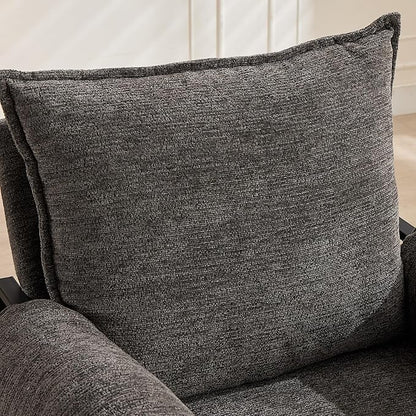 YISHENG Accent Chair with 6-Angle Adjustable Backrest, Chenille Fabric Living Room Chair Upholstered Lounge Chair, Modern Chair Cozy Reclining Chair for Reading Room, 1PC Gray