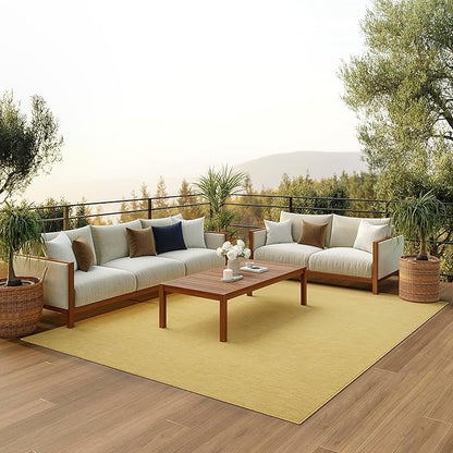 Nourison Positano Indoor-Outdoor Yellow 8' x 10' Area Rug, Easy Cleaning, Non Shedding, Bed Room, Living Room, Dining Room, Backyard, Deck, Patio (8x10)