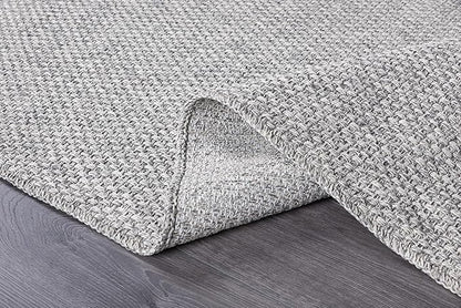 CAMILSON Easy Jute Rug 6x9, Indoor Outdoor Gray Color Farmhouse Area Rugs for Living Room Patio and Kitchen Rug, Solid Boho Woven Design, Easy-Cleaning, Washable Outside Carpet Alfombras (6 x 9)