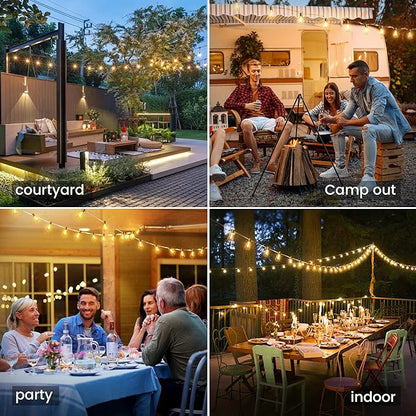 OHLUX 120FT Solar String Lights Outdoor with Remote, 2200K Soft Warm Patio Lights with 52 Shatterproof ST38 Tear-Drop LED Filament Bulbs, Dimmable Outside Edison Hanging Light for Backyard Deck Roof