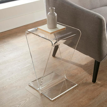 Clarte Acrylic V-Shaped End Table | Side Table for Living Room or Nighstand for Bedrooms | Premium Durable Glass-Like Design