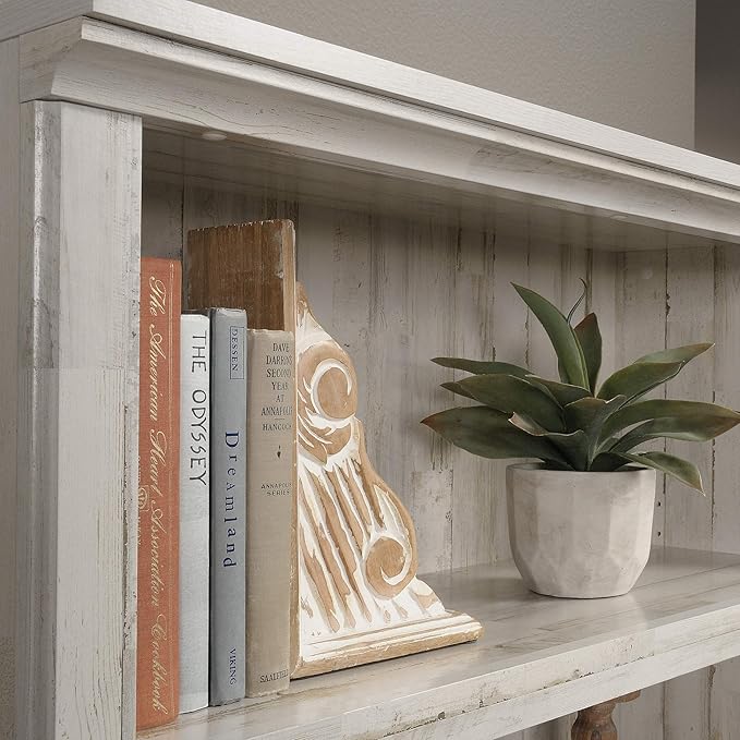 Sauder 5 Tier Book Shelf Wooden Bookcase Multipurpose Bookshelf for Home Office, Living Room, in White Plank