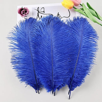 THARAHT Blue Ostrich Feathers 12pcs Natural Bulk 10-12Inch 25cm-30cm for Crafts Wedding Party Centerpieces Easter Gatsbi and Home Decoration Feathers