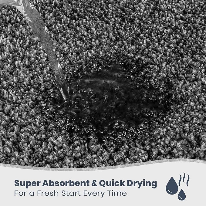 PURRUGS Bathroom Rug Non-Slip Machine Washable 20" x 24" U-Shaped, Super Absorbent and Quick Dry Shaggy Microfiber Bath Mat, Extra Soft and Plush Contour Rug for Toilet Base, Charcoal