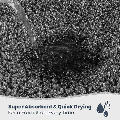 PURRUGS Bathroom Rug Non-Slip Machine Washable 20" x 24" U-Shaped, Super Absorbent and Quick Dry Shaggy Microfiber Bath Mat, Extra Soft and Plush Contour Rug for Toilet Base, Charcoal