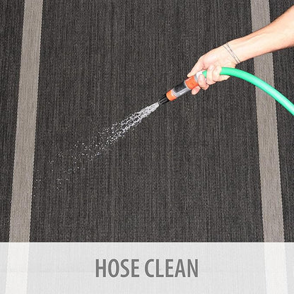 CAMILSON Outdoor Rug 10x14, Large Modern Outside Rugs for Patios Porches Waterproof Durable Washable Non-Shedding, Easy-to-Clean Indoor Outdoor Area Carpet (10 x 14, Bordered - Dark Gray/Light Gray)