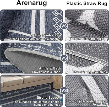 Outdoor Patio Rug, Outside Rectangular Carpet, Moroccan Geometric Rugs, Washable Large Indoor Outdoor Rug 8x10 Mats for RV, Picnic, Backyard, Deck, Balcony, Porch, Beach