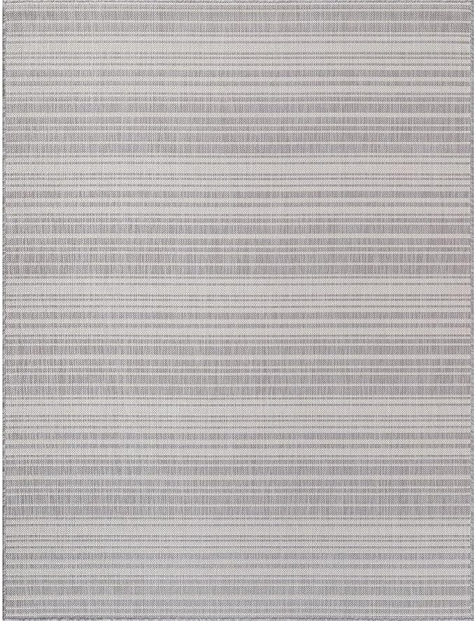 Stripe Outdoor Rug 9x12 Washable Outside Carpet for Indoor Patio Porch Waterproof Easy Cleaning Non Shedding Area Rugs Gray 9 x 12