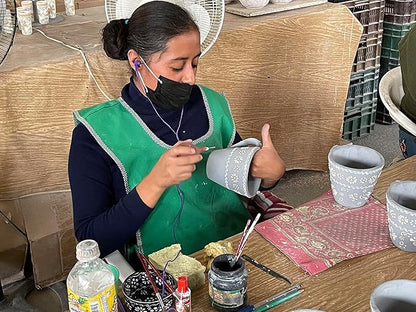 Encantada Handmade Hand-Painted Authentic Mexican Pottery Mugs (Multi Blue Green)