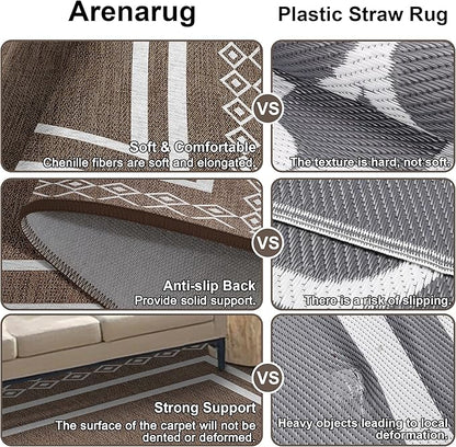 Outdoor Patio Rug, Outside Rectangular Carpet, Moroccan Geometric Rugs, Washable Large Indoor Outdoor Rug 8x10 Mats for RV, Picnic, Backyard, Deck, Balcony, Porch, Beach