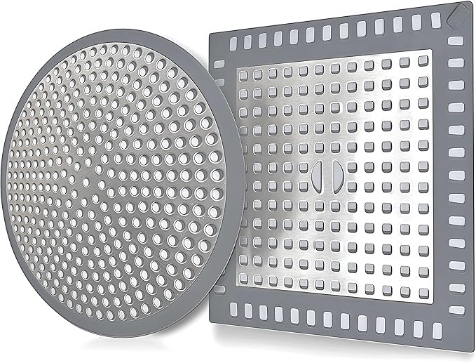 Shower Drain Hair Catcher,2Pcs,4.72'',Flat Drain Hair Catcher,Shower Drain Cover/Filter, Bathroom/Kitchen Sink Drain Strainer,Stainless Steel and TPE