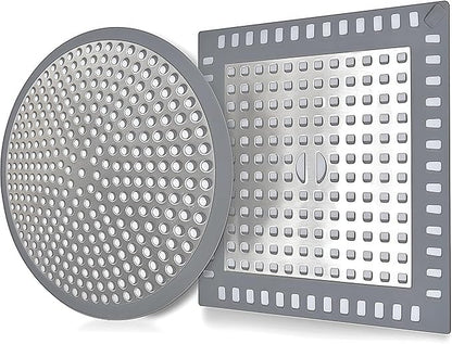 Shower Drain Hair Catcher,2Pcs,4.72'',Flat Drain Hair Catcher,Shower Drain Cover/Filter, Bathroom/Kitchen Sink Drain Strainer,Stainless Steel and TPE