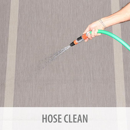 CAMILSON Outdoor Rug 8x10,Modern Outside Rugs for Patios Porches Waterproof Durable Washable Non-Shedding, Easy-to-Clean Indoor Outdoor Area Carpet (8 x 10, Bordered - Gray/White)