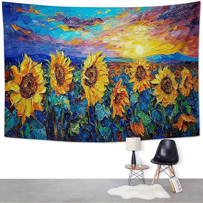yowecso Sunflower Tapestry Sunset Flower Field Tapestry Wall Hanging for Bedroom Sunflower Tapestries Aesthetic Wall Decor for Home Dorm Living Room 40"x60"