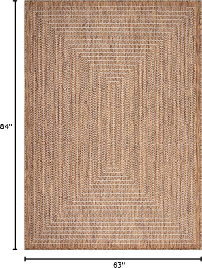 Adiva Rugs Outdoor Indoor Area Rug, Weather Resistant, Easy to Clean, Stain Resistant Floor Mat for Dining Room, Backyard, Deck, Patio (Wooden, 5' x 7')