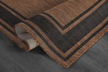Beverly Rug Outdoor Rug 8x10 Modern Bordered Area Rugs for Indoor and Outdoor Patio Deck Porch Garden Waterproof Weather Sun Resistant Washable Outside Carpet (8 x 10 Gold)